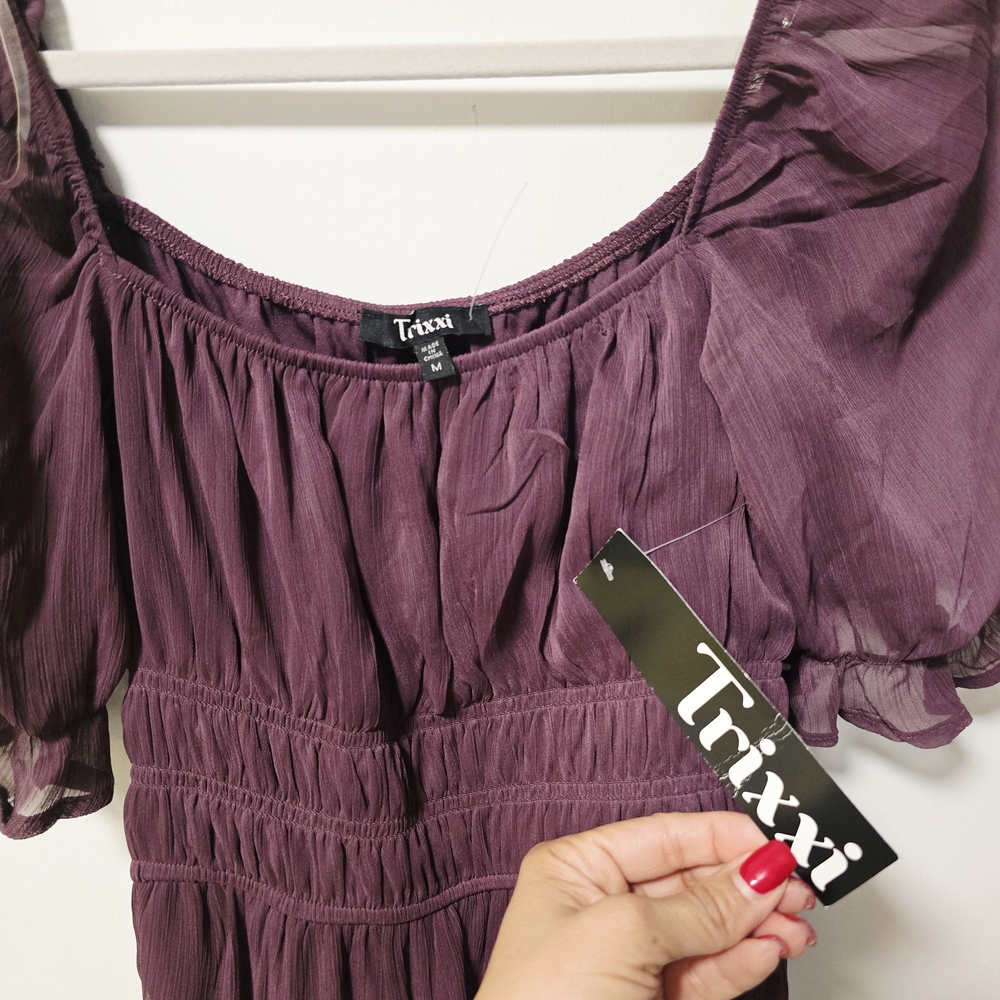 Trixxi Purple Smocked Dress
